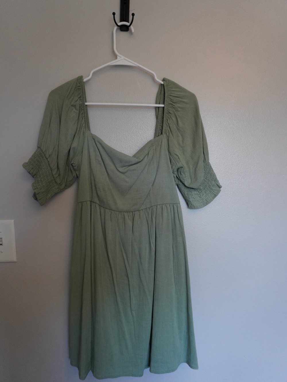 Altar'd State Sage Green Puff Sleeve Midi Dress